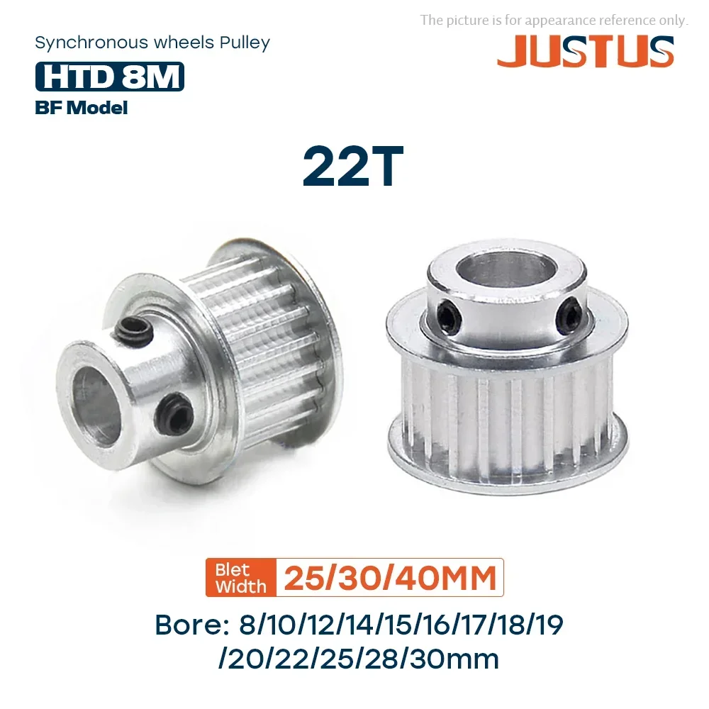 

HTD 8M Synchronous Pulley 22T Bore 8-30mm Teeth Pitch 8 mm Slot Width 27/32/42 mm For 25/30/40 mm 8M Timing Belt