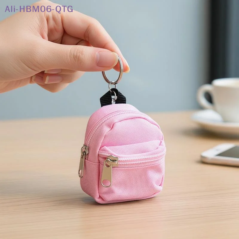 [New] Mini Backpack Style Canvas Coin Purse With Key Ring And Zipper Closure For Daily Small Items Storage