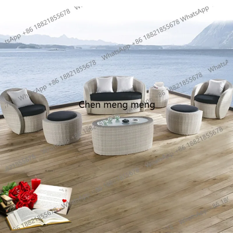 

Outdoor furniture rattan sofa outdoor garden balcony, rattan sofa courtyard leisure combination