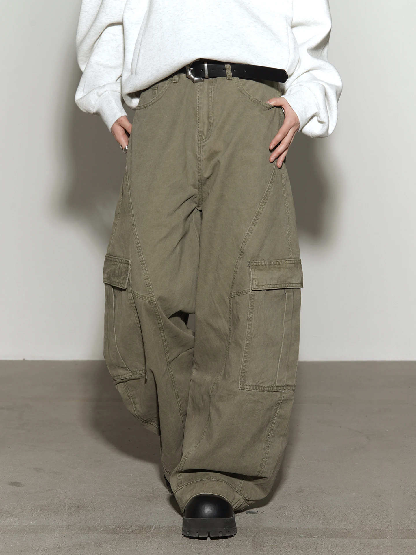 

Universal avitation Museum Casual Loose Wide Leg Jeans Workwear Pants for Women Spring Autumn Sle l Waist Denim
