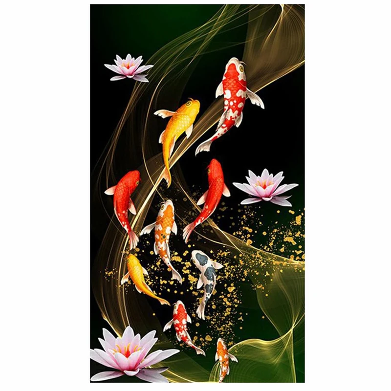 Paint With Diamond Embroidery Diamond Painting Full Round Picture Of Rhinestone Home Decor ,Lucky Fish