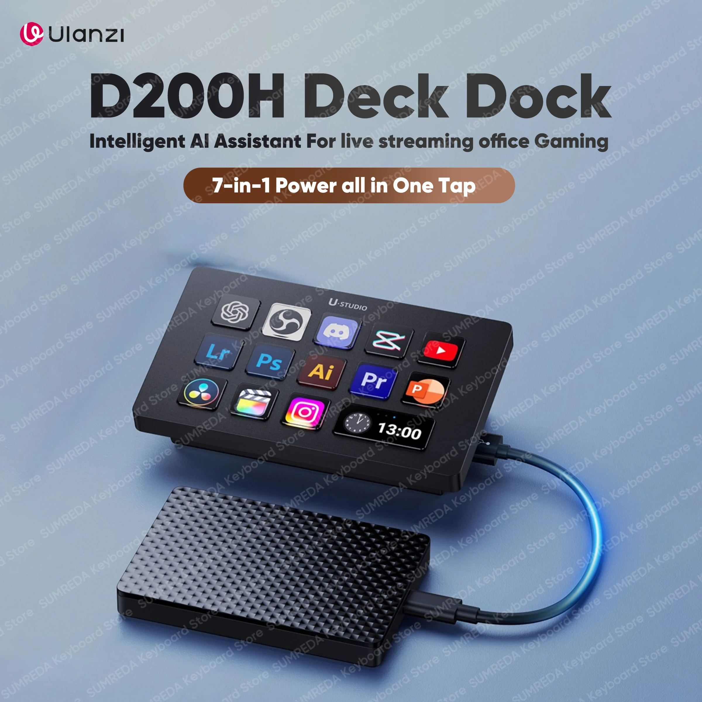 

Ulanzi D200H Production Console Studio Controller 13 LCD Keys for Vlog Content Creation Photo Video Editing Office Stream Deck
