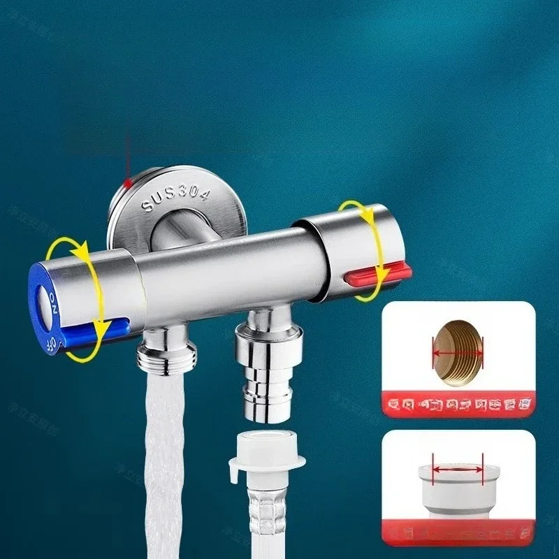 ne In Two Out Stainless Steel Dual Control Angle Valve, 3 Way Water Diverter Tap with Switch for Project Wholesale