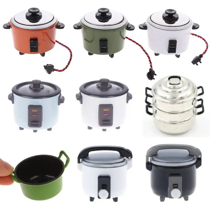 Vajilla de cocina para casa de muñecas, modelo de comida, juguetes, sartén, olla, pala, olla a presión, casa de juego, accesorios de utensilios de cocina en miniatura, 1/12