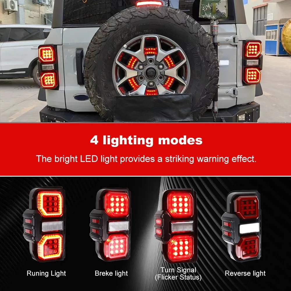 LED Tail Light Turn Signal Light Aeesmbly Modification for 2021-2023 Ford Bronco Badlands Edition LED Brake Light