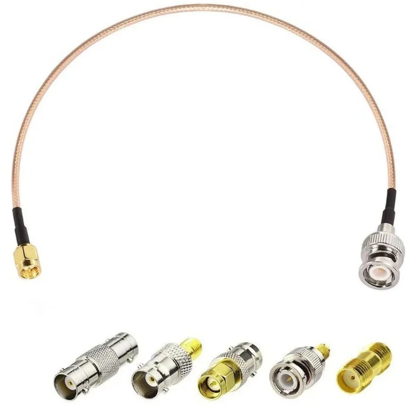 Super Sale SMA Male to BNC Male Cable 15CM + 5pcs for RF Coax Adapter Kit SMA BNC Adapter Cable Kit for RF Applications/Antenn