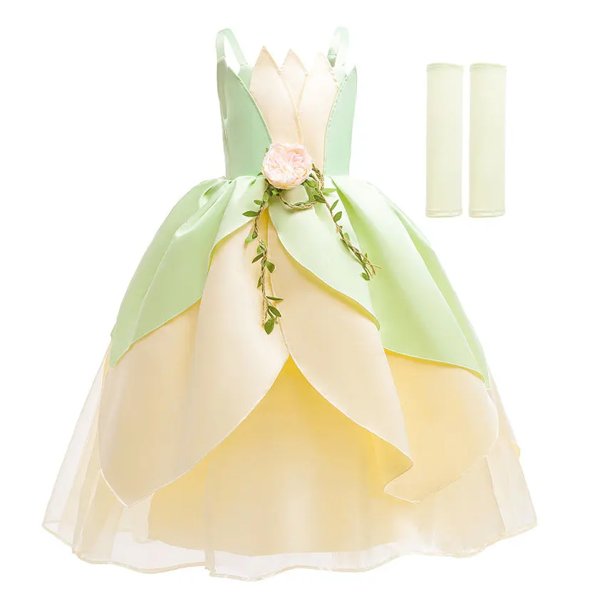 Kids Role Play Princess Dress Up Halloween Birthday Party Fancy Anna Mermaid Costume Girls Cosplay Belle Elsa Snow White Clothes view 4