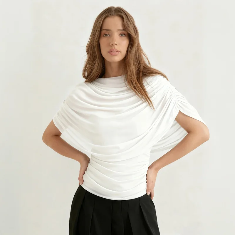 

European and American Style Cross-border Women's Clothing Autumn and Winter Amazon's New Scarf Collar Drape Sleeveless Slim Top