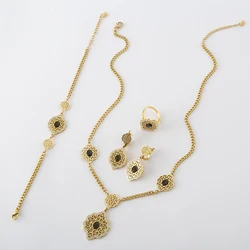 Luizada 2023 New Women's Fashion Stainless Steel Jewelry Set Luxury White Stone Necklace Wedding Party Gift Jewelry Accessories