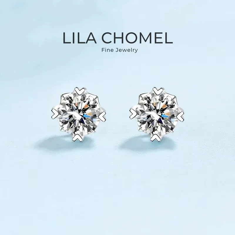 

Women Engagement 18K White Gold Wedding Screw Stud Earrings 0.5/1CT VVS1 D Color Moissanite Diamond Girl Birthday Gift Daughter