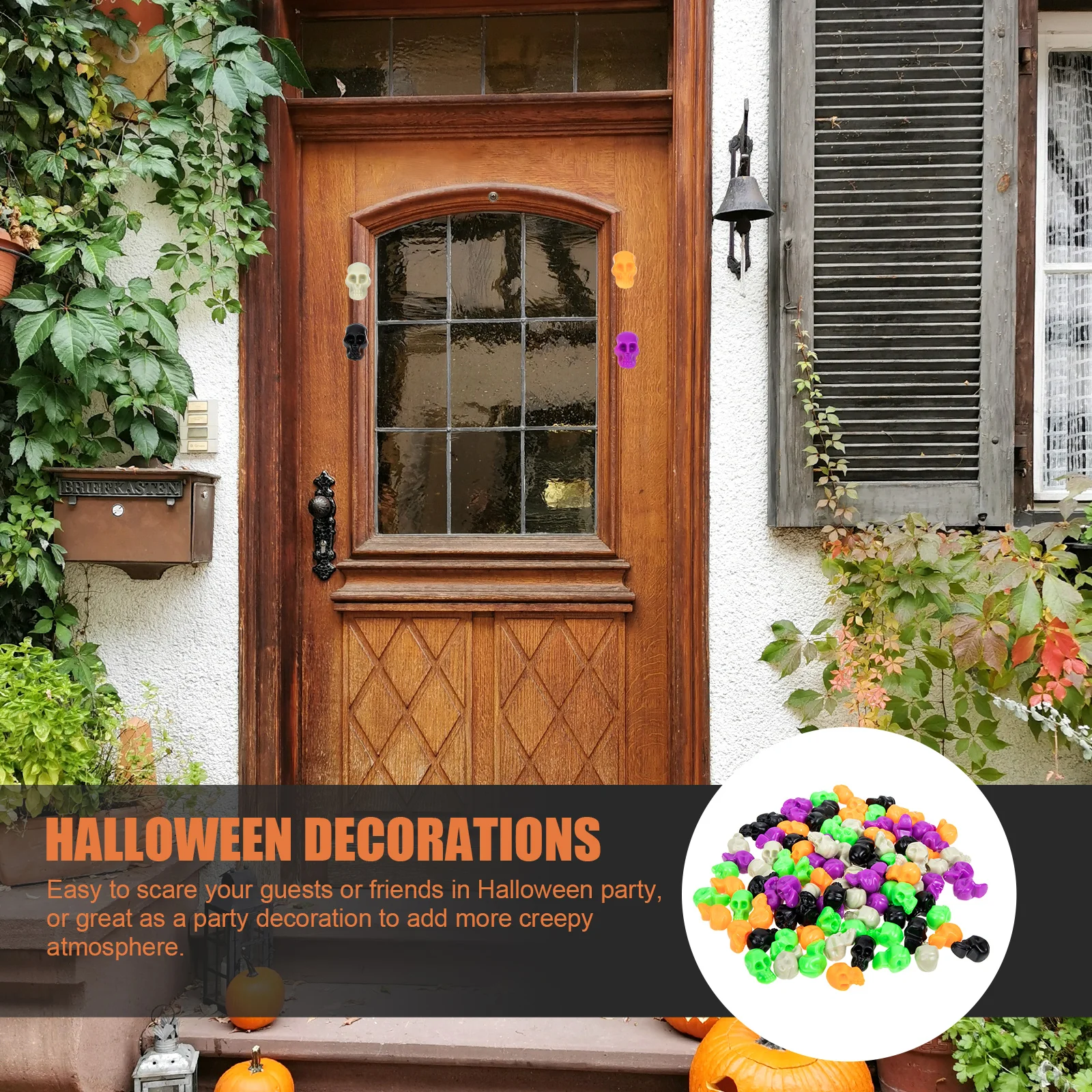 

100 Pcs Skull Ornament Halloween DIY Decor Props Make up Prank Jewelry Decors Plastic Mini Crafts Decorations Carnival