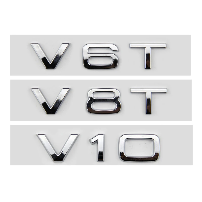 3d ABS Car Letters V10 V8T V6T Logo Car Fender Side Emblem Badge Decal For A6 C7 S4 A4 B7 SQ7 R8 S8 S6 Sticker Accessories