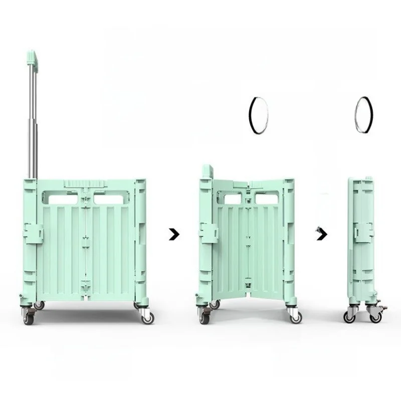 ポータブル折りたたみショッピングカート小型牽引車家庭用ロッドカーショッピングや荷物運搬用格納式ハンドルプラスチックボディ
