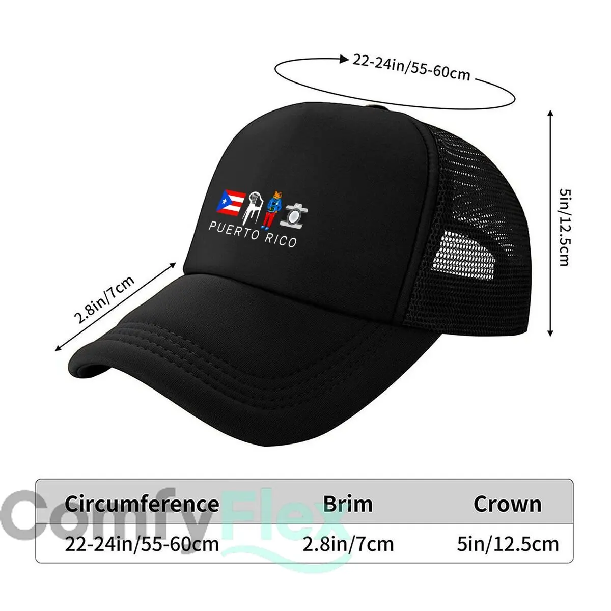 Puerto Rico Flag Frog Photographer Camera Design Mesh Baseball Cap Hip Hop