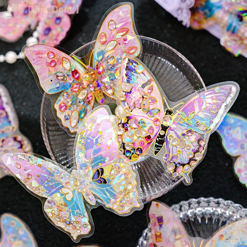 10 Pcs 3D Butterfly PET Stickers DIY Scrapbooking Decor Photo Album Creative Stationery Collage Materials Stickers