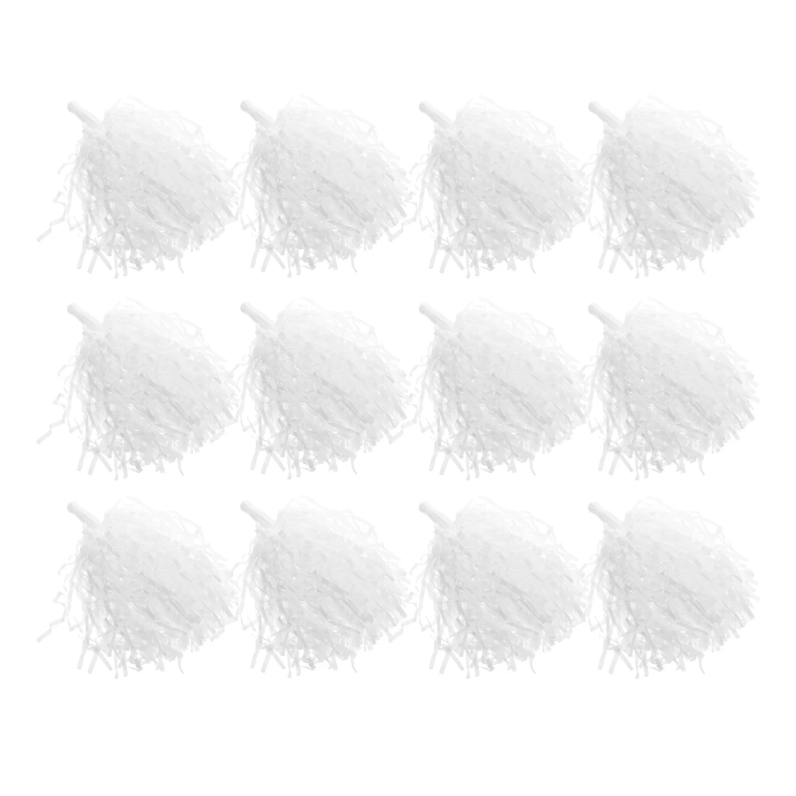 12 قطعة من بوم بومس للتشجيع بلمسة نهائية معدنية لامعة للرقص أساسي كبير للتشجيع بوم بومس باللون الأبيض