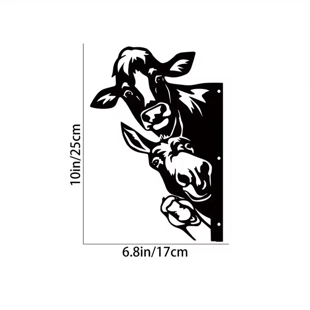 Lucky Farm Animal Silhouette Metal Wall Art Modern Outdoor Garden Decor Sculpture Rustic Iron Craft
