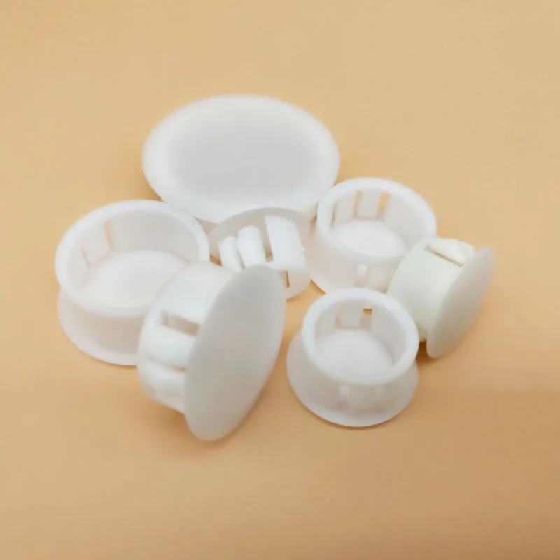White Nylon Snap-on Hole Plugs Pipe Cover Screw Cover Round Plastic Blanking End Caps Seal Stopper Diameter 5~50mm
