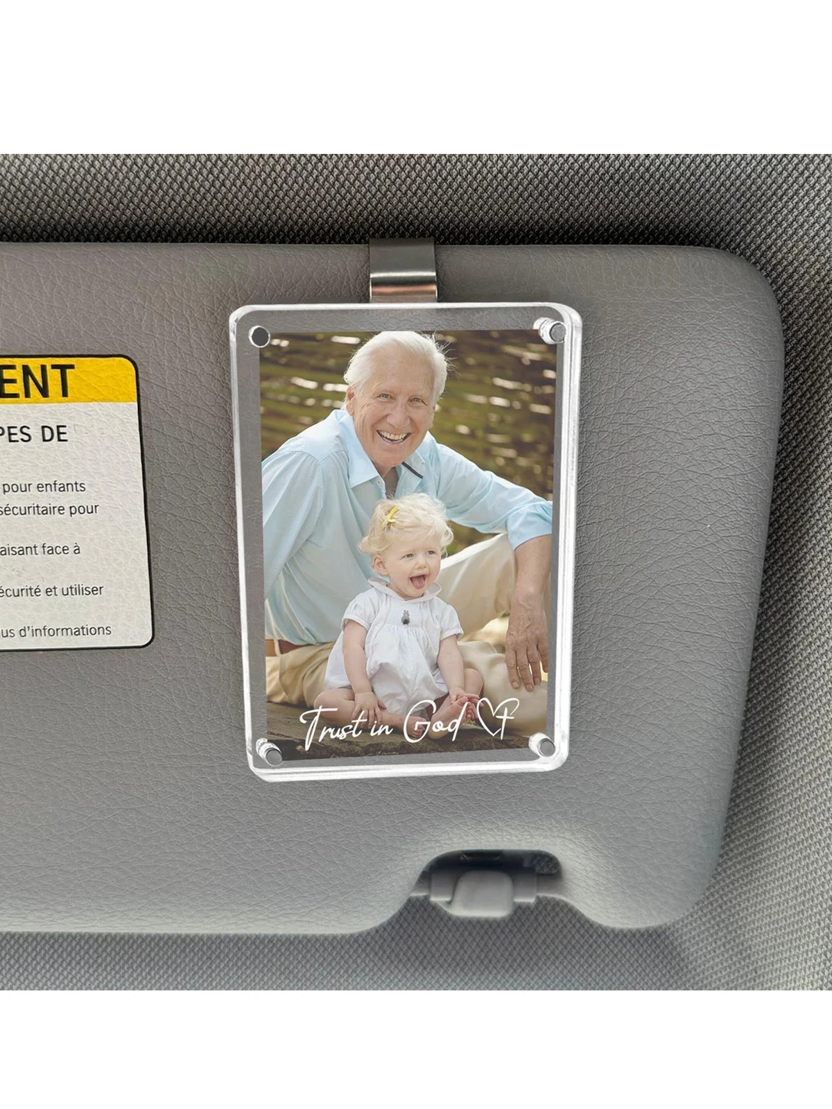 1Pc Custom Sun Visor Photo Clip Scratch Resistant Personalized Photo Frame Tool-Free Installation No Charging Required