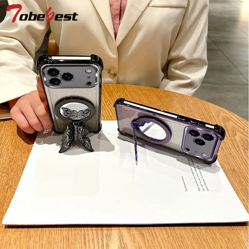 بريق للصدمات تصفيح فراشة مرآة سوار الحال بالنسبة ل Xiaomi Redmi ملاحظة 15 15C 14 14C 13 13C 12 11 برو زائد 4G 5G غطاء #5