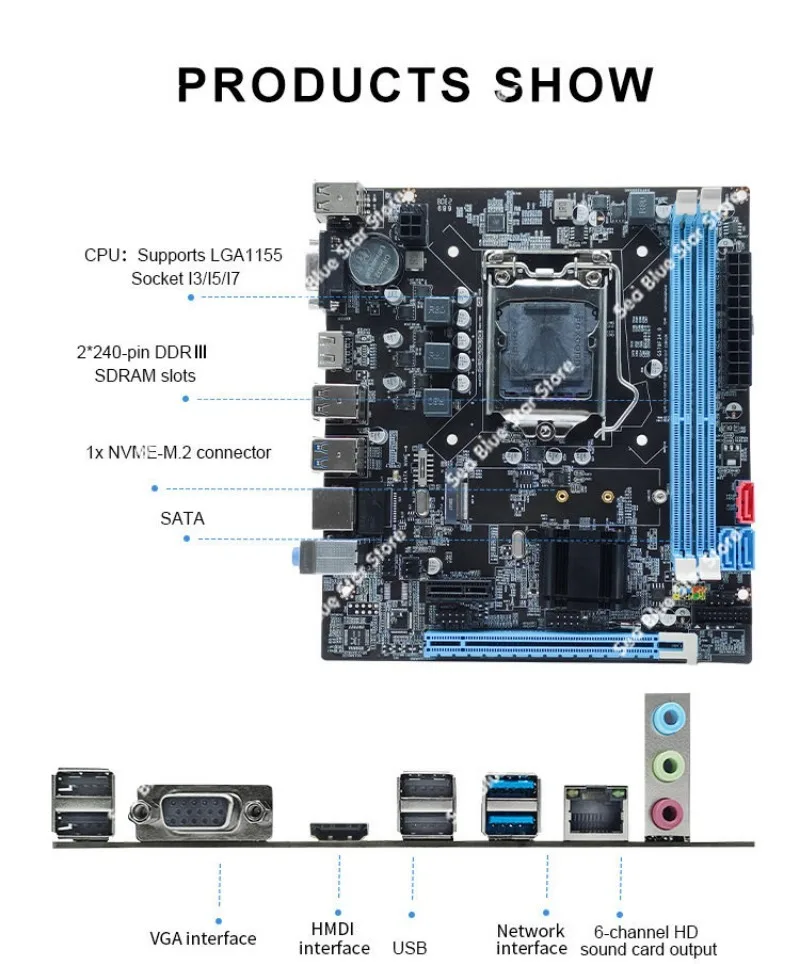 New B75 Computer Main Board Desktop LGA-1155 Pin I3 I5 I7 2nd/3rd Generation CPU Support M.2