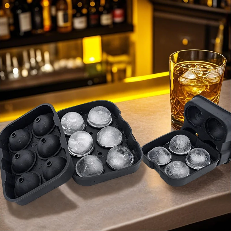

Силиконовая форма для льда на 4/6 ячеек, многоразовая круглая форма для кубиков льда, идеальный инструмент для приготовления замороженных коктейлей в кухонных барах.