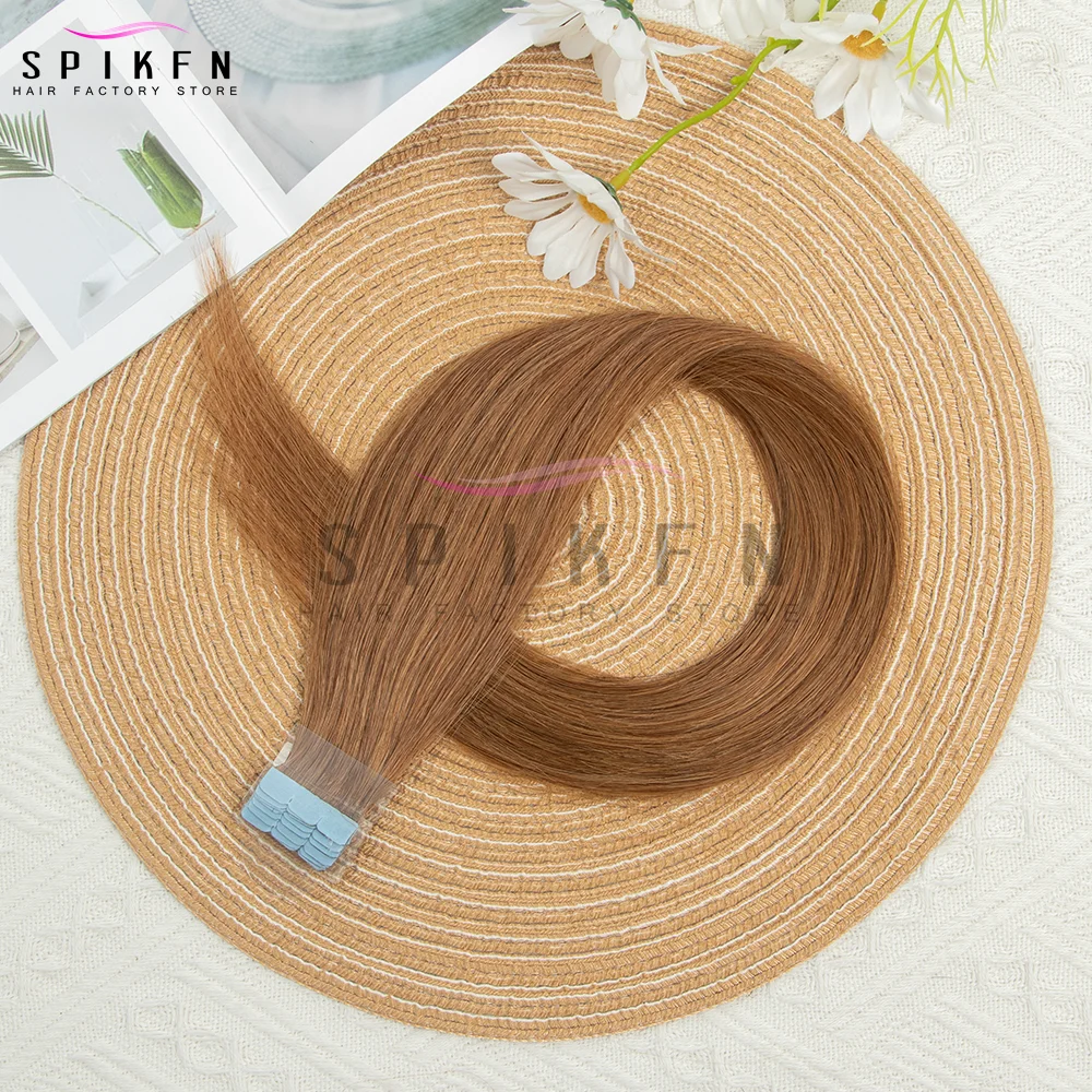 미니 테이프 인모 연장 보이지 않는 이음매 없는 접착 테이프 헤어 12-24인치 천연 스트레이트 헤어 10개/팩