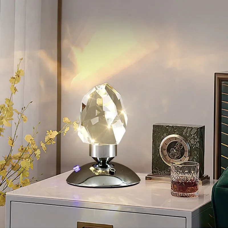 Light and Shadow K9 Crystal Diamond Table Lamp - Luxury Ambient Light for Living Room & Bedroom Bedside