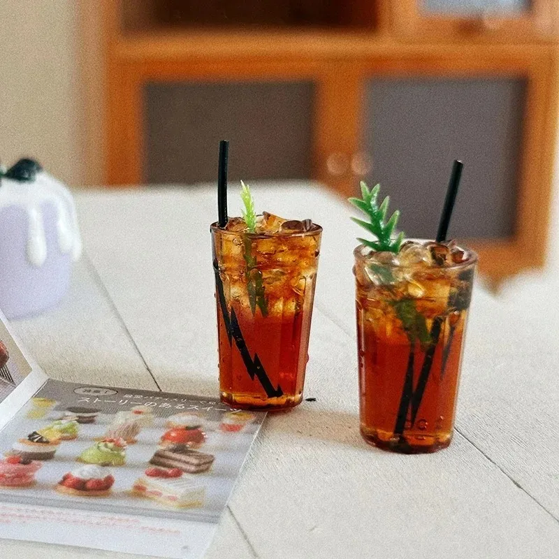 1Pcs Doll House Accessories Miniature Internet Celebrity Ice American Latte Café Toy Decoration Model Doll Accessories