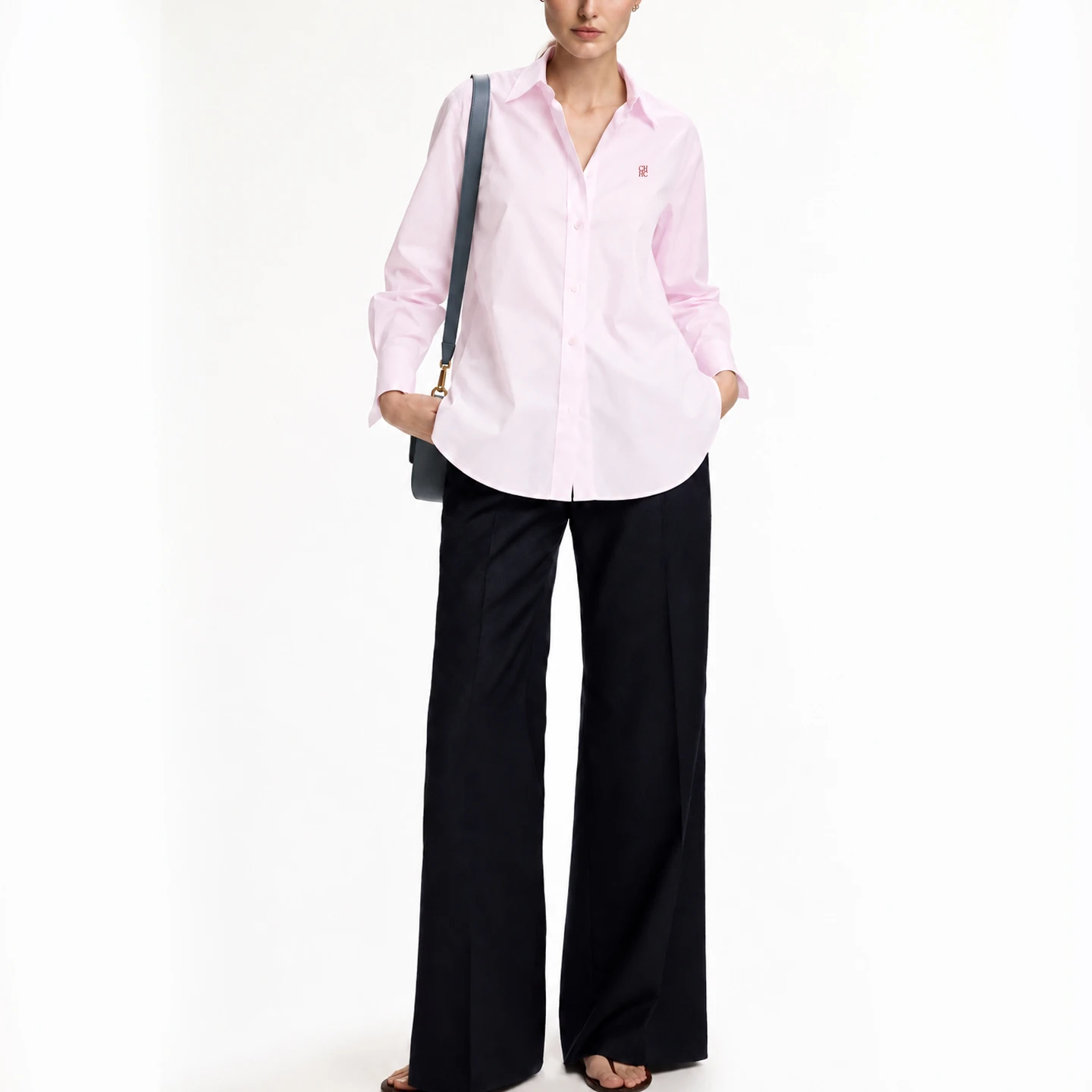 CH Damen Rosa Hemdbluse mit Knöpfen, Langarm, lässig, locker geschnitten, elegant, für Büro und Arbeit, modische Oberteile – Detail 5