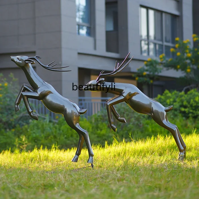 Outdoor Animal Deer Sculpture Customized Garden Landscape Sketch Landscape Decoration Hotel Mall Park Floor-Standing Decorations