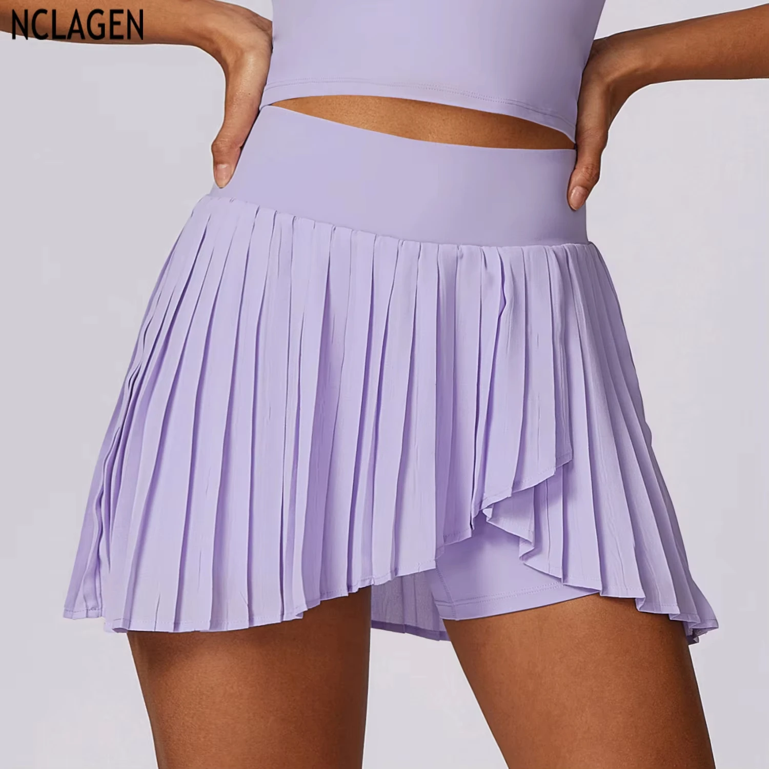 

Safe Tennis Skirts With Pocket Shorts Gym Golf Running Pleated Pantskirt SEXY Women Sports Fitness High Waist Yoga Skort