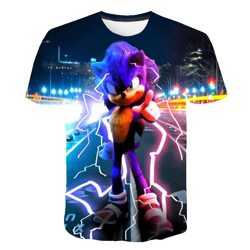 Infantil Super Sonic Cartoon Game T-Shirt, Roupas infantis, Meninos e meninas, Roupas de verão, Novo, 2023