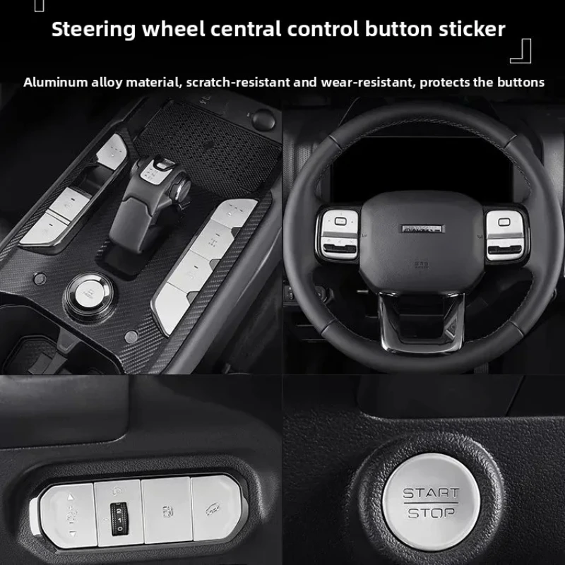 For Haval B26 Harbin Dragon Aluminum Alloy Car Center Gear Shift Button Cover Steering Wheel Trims One-Touch Start Sticker