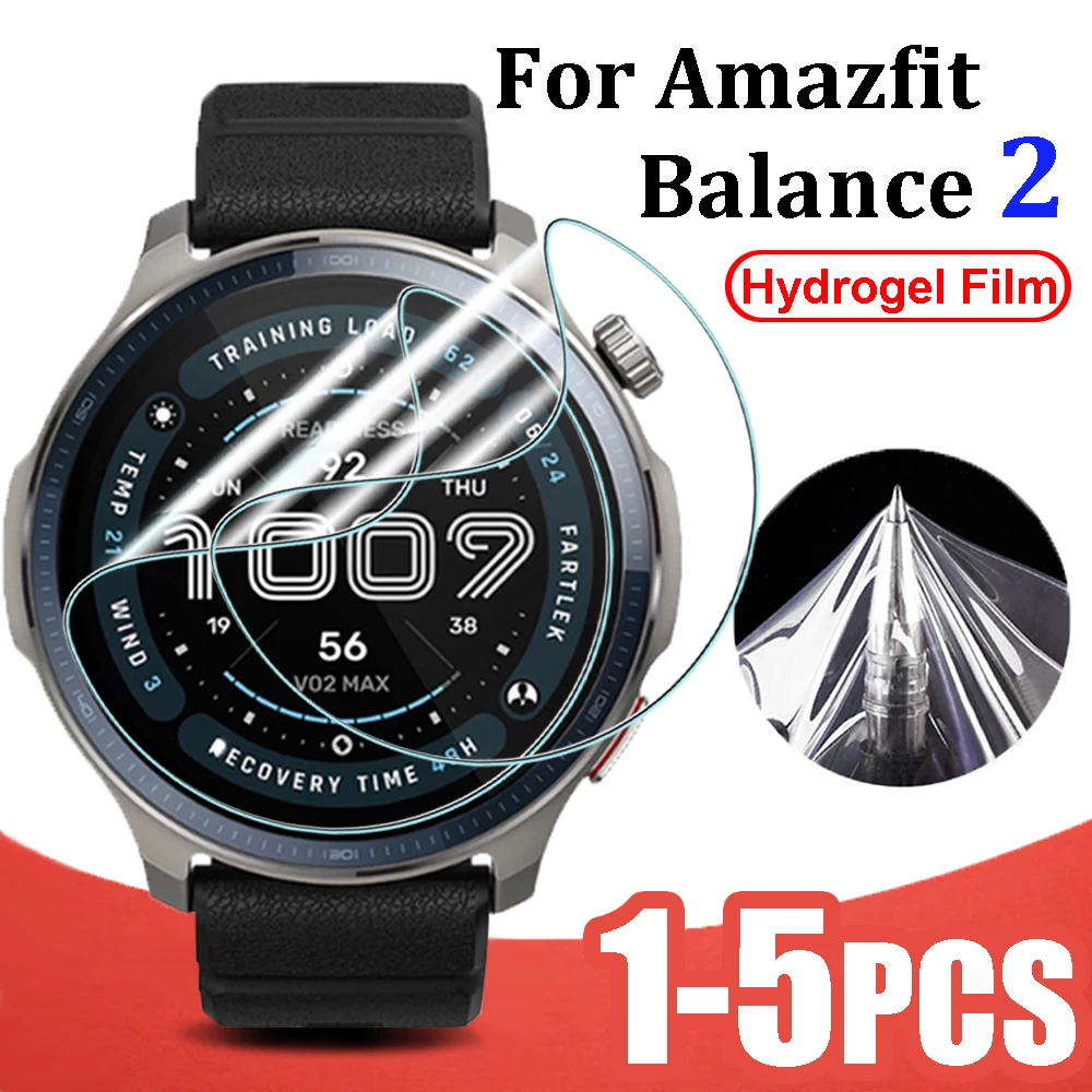 1-5Pcs For Amazfit Balance 2 Watch Clear Slim Soft TPU Hydrogel Film For Amazfit Balance 2 Screen Protector Curved Soft Edge