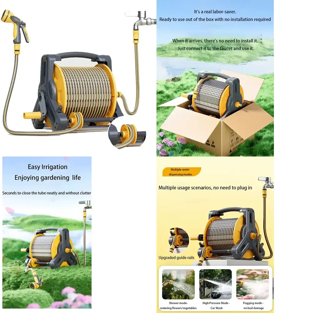 Portable high-pressure telescopic wall-mounted garden reel