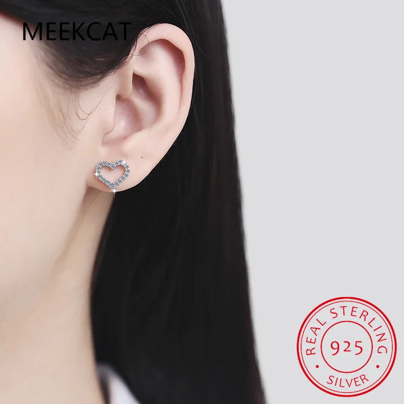0.5/1cttw Heart Moissanite Stud Earrings for Women D Color Full Diamond Top Quality S925 Sterling Silver Wedding Jewelry Brincos