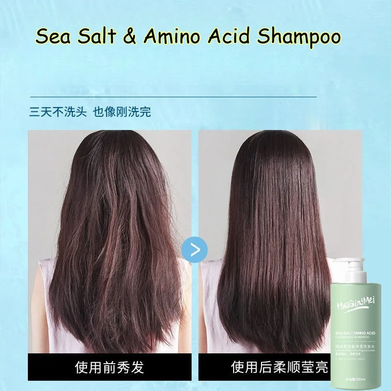 Sea Salt & Amino Acid Shampoo, Oil Control Volumizing Anti-Dandruff Scalp Relief, Long-Lasting Fresh Scent Moisturizing Cleanser