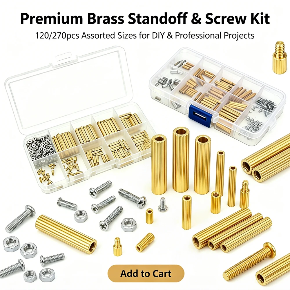 1/2box 120-270Pcs M2 Brass Male-Female Standoff, Knurled Hex Spacer Screws & Nuts for PCB Motherboard, DIY Electronics