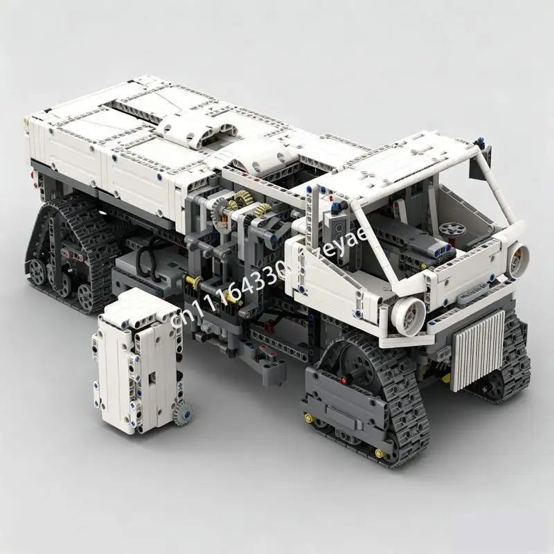 2000PCS Tracked Side Loader Garbage Truck Model Custom Puzzle Building Blocks DIY Assembly Sanitation Toy Popular Gift Display