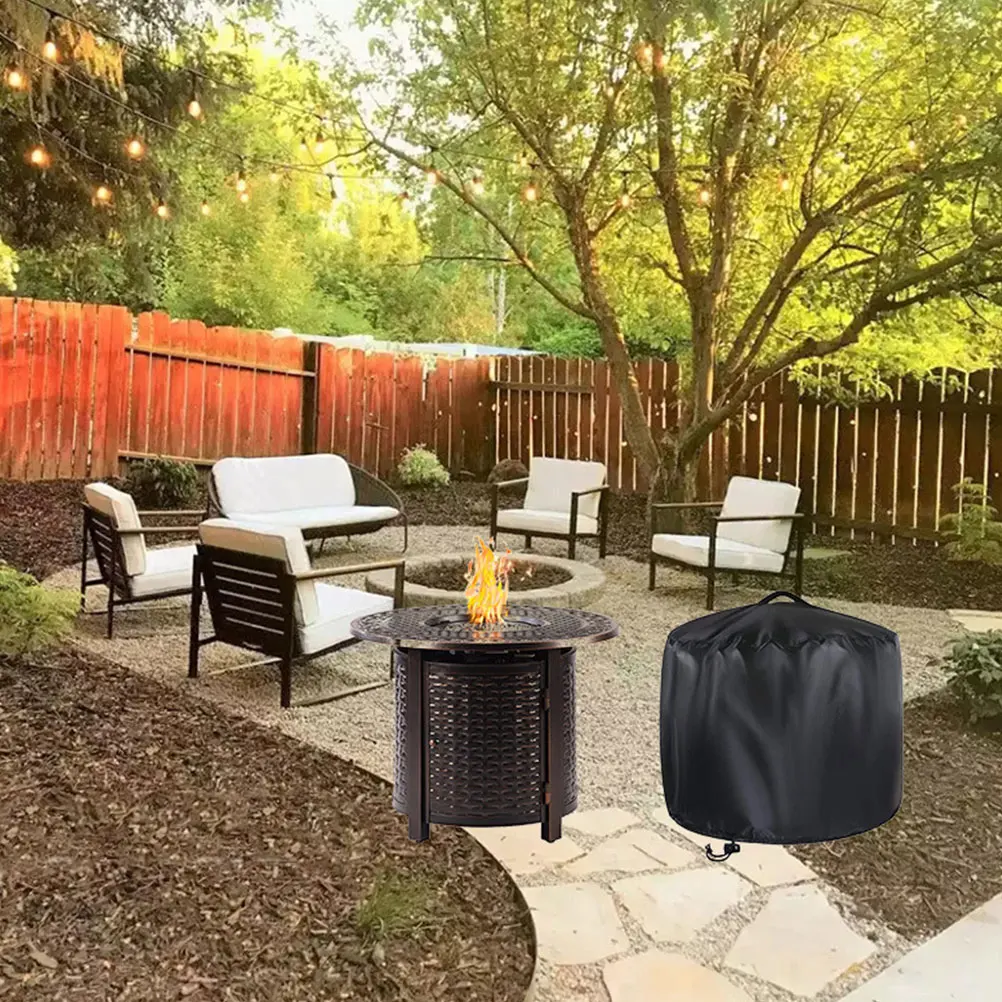 

1set 1Set Round Fire Pit Cover Waterproof Tear-Resistant For Outdoor Bbq Camping Patio Garden Use Includes Storage Bag