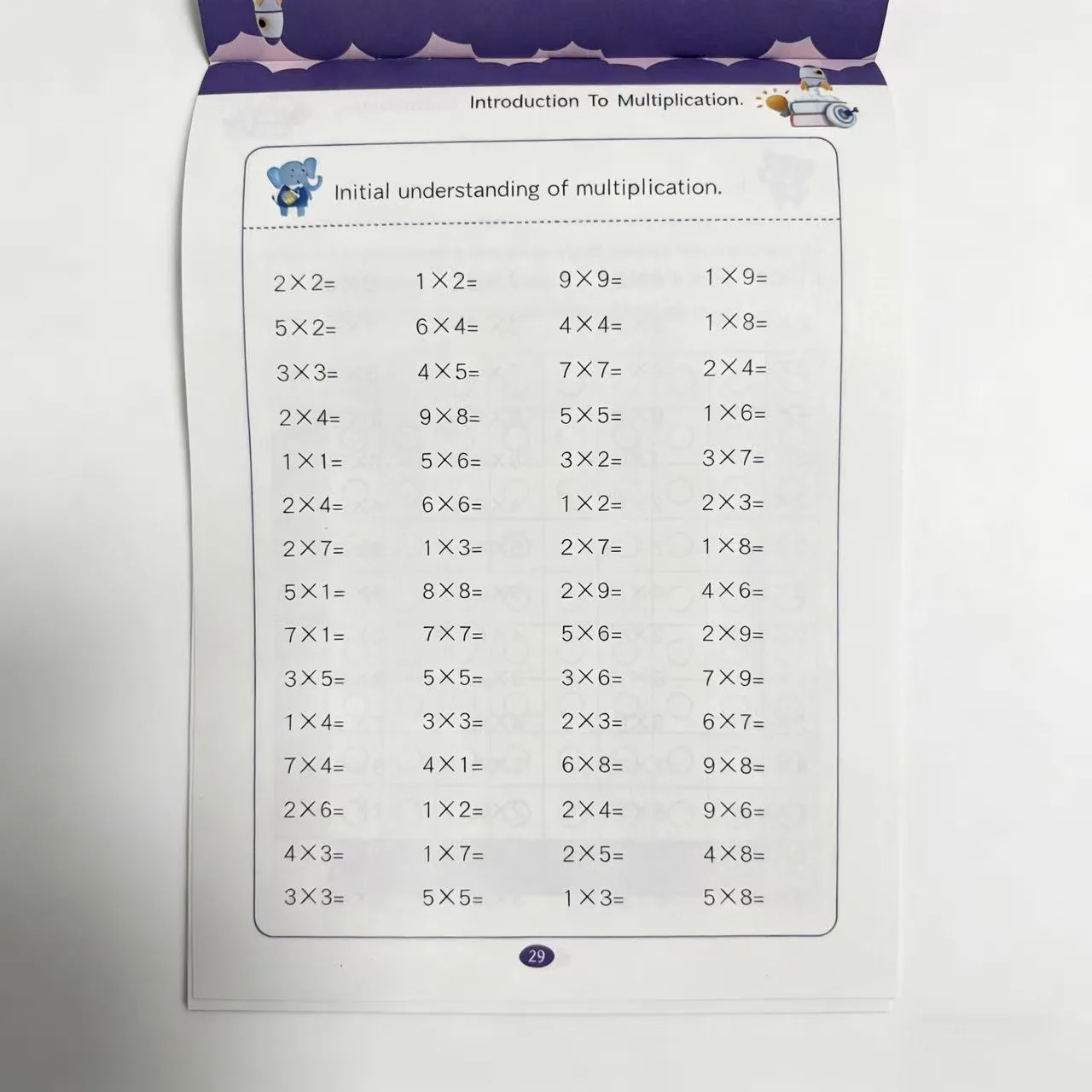 

32-страничная тетрадь для упражнений по умножению: Изучите основы умножения с помощью увлекательных заданий для начинающих школьников.