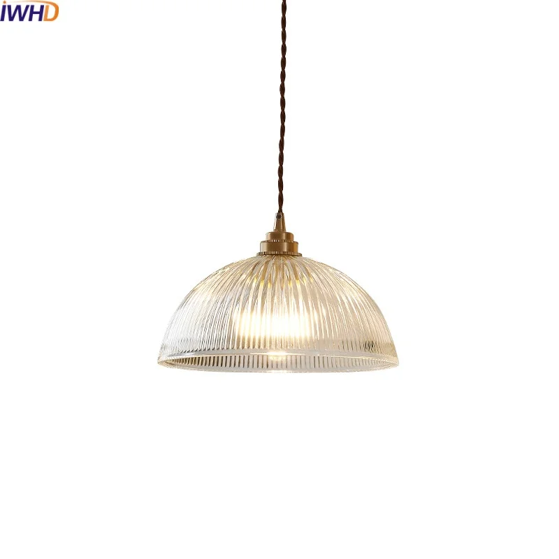 IWHD Luminaire LED Pendant Lamp Home Decor Living Room Bedroom Kitchen Copper Glass Hanging Light Fixtures Chandelier