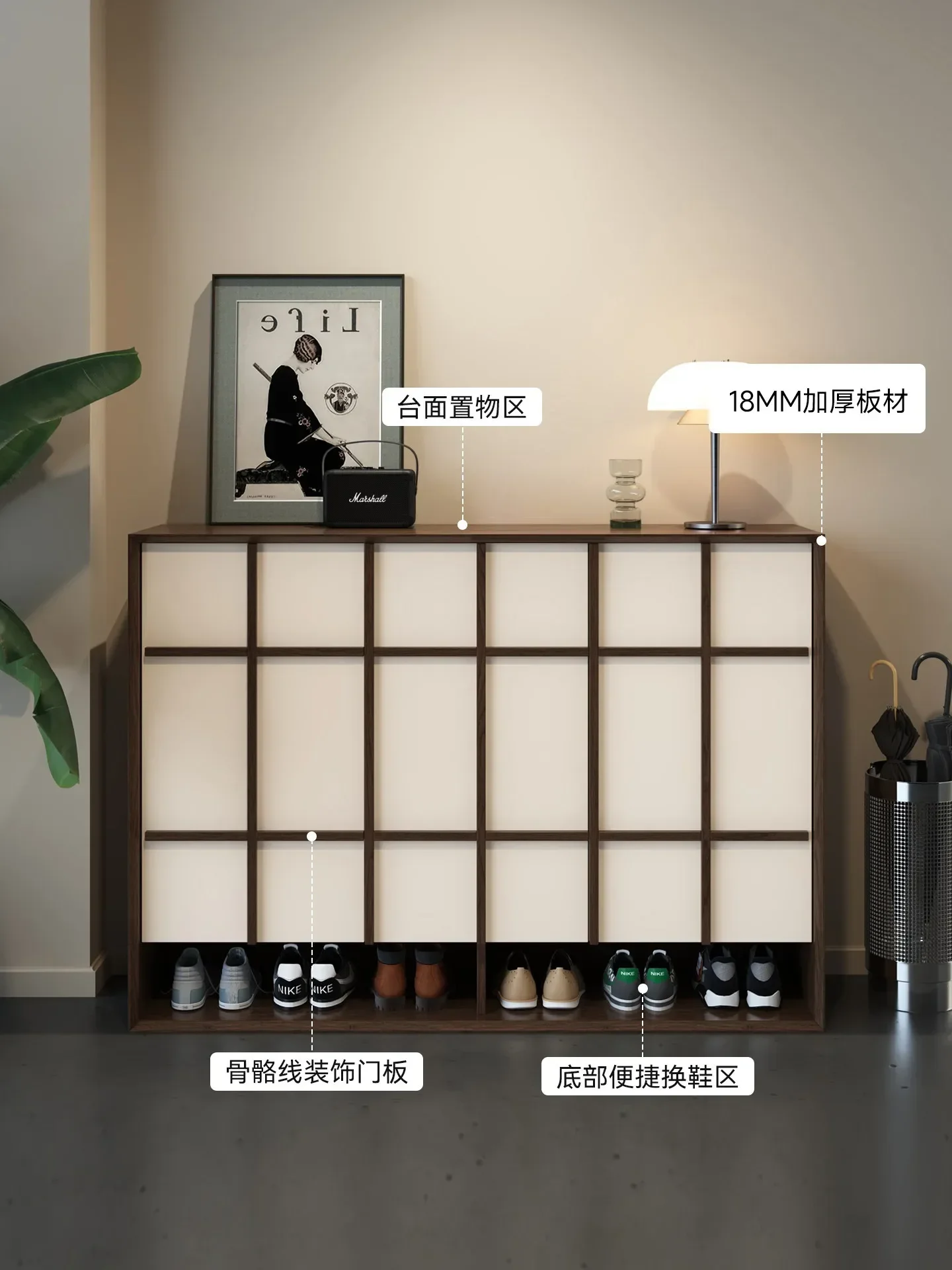 Home Doorway Storage Second-Style Entrance Integrated Wall Shoe CabinetX14