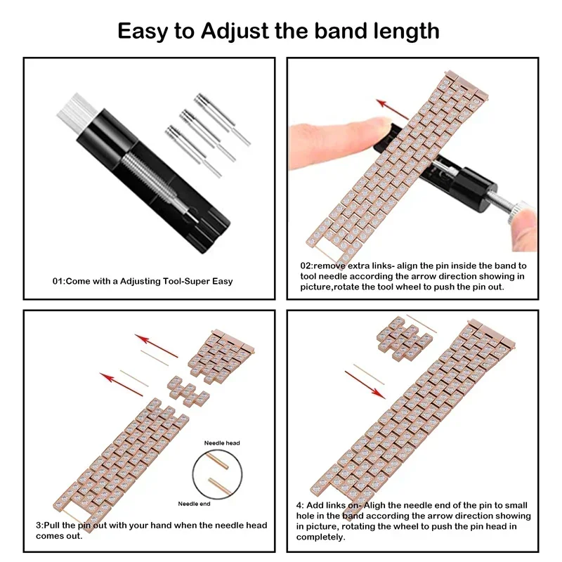 Stainless Steel With Diamond Watchband For Redmi Watch 5 Lite 22mm Women Strap For Redmi Watch 5 Active Bracelet Metal Correa