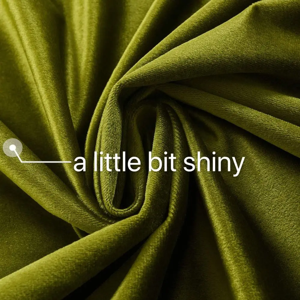 Olive Green Velvet Curtains, 108 Length, 2-Panel Set, Insulated for Living Spaces