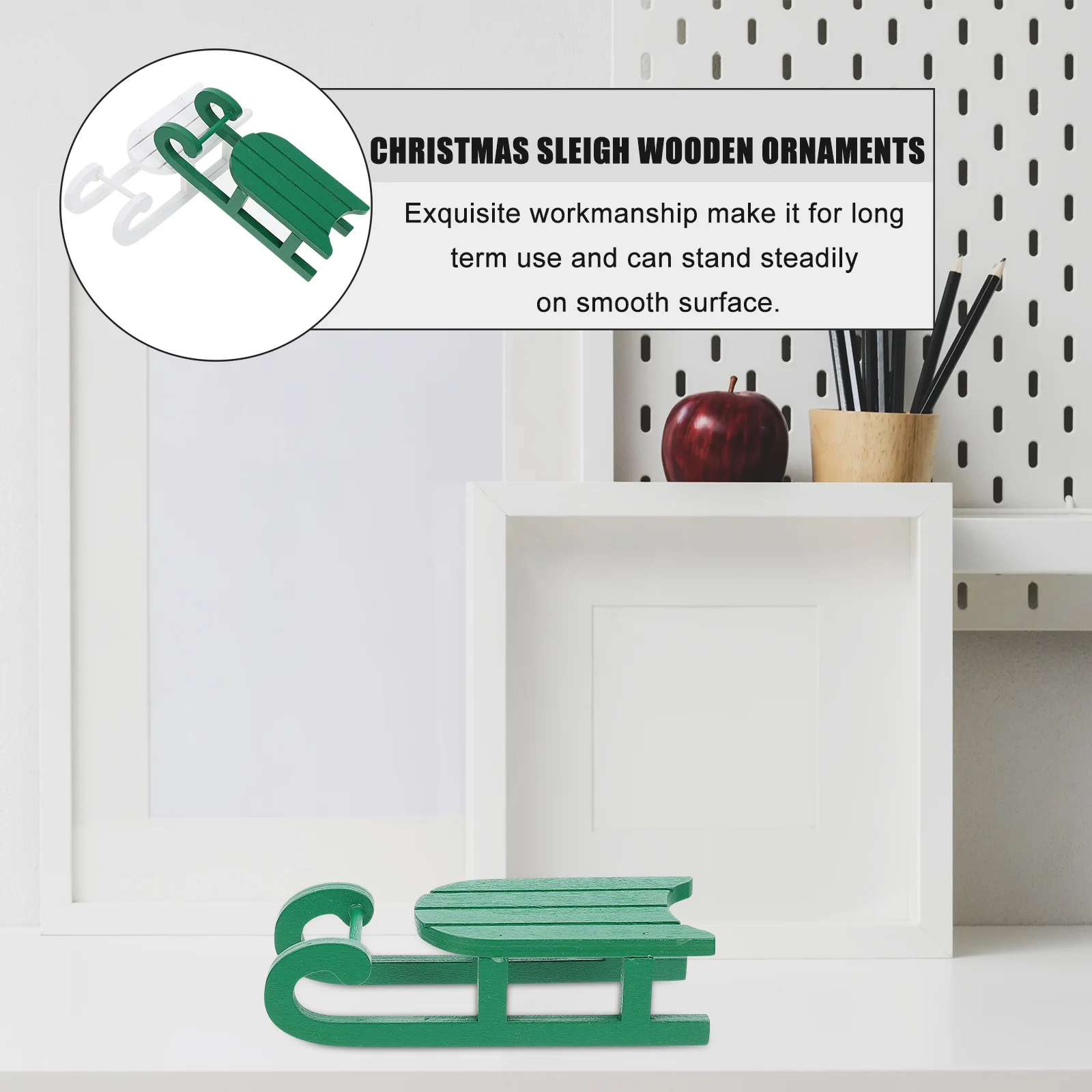 

2Pcs Christmas Wooden Adornments Sled Crafts Classic Design Festive Atmosphere High Quality Materials Comfortable Touch