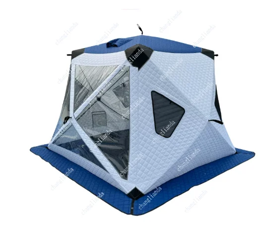 Fully Automatic Winter Ice Fishing Tent with Chimney Hole, Transparent Window, Quick Opening, Portable, Outdoor Tent