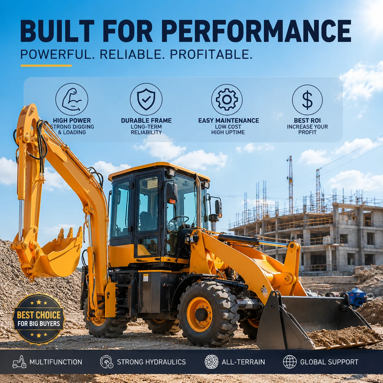 Easy Operation Backhoe Loader Parts Backhoe Loader Hydraulic Backhoe Loader