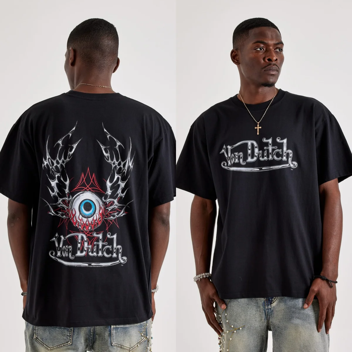 Eyeball Lightning Von Street Trendy Brand Graphic Tee Cotton Men Women T-Shirt Y2k Streetwear